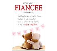 Snuggly Bumpkins Fiancee Valentine's Day Card, We’ll Face the Rain, Survive the Storms…, Valentine Card For My Fiancee, Cuddling, Multi-Coloured
