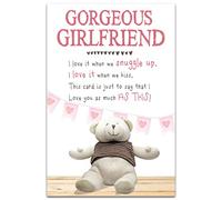 Snuggly Bumpkins Girlfriend Valentine's Day Card, Gorgeous Girlfriend I Love it when we Snuggle Up…, White & Pink
