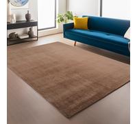 Snuggly Plain Living Room Area Rug Super Soft Polyester Rug Cut Pile Anti-Slip Backing Machine Washable Modern Rug for Living Room Bedroom Hallway 9 Colours- Mocha- 200 x 280 cm (Rectangular)