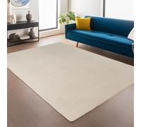Snuggly Plain Living Room Area Rug Super Soft Polyester Rug Cut Pile Anti-Slip Backing Machine Washable Modern Rug for Living Room Bedroom Hallway 9 Colours- Cream- 200 x 280 cm (Rectangular)