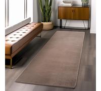 Snuggly Plain Living Room Area Rug Super Soft Polyester Rug Cut Pile Anti-Slip Backing Machine Washable Modern Rug for Living Room Bedroom Hallway 9 Colours- Mocha- 60 x 200 cm (Runner)