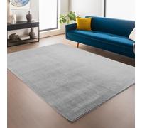 Snuggly Plain Living Room Area Rug Super Soft Polyester Rug Cut Pile Anti-Slip Backing Machine Washable Modern Rug for Living Room Bedroom Hallway 9 Colours- Grey- 200 x 280 cm (Rectangular)