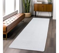 Snuggly Plain Living Room Area Rug Super Soft Polyester Rug Cut Pile Anti-Slip Backing Machine Washable Modern Rug for Living Room Bedroom Hallway 9 Colours- Snow White- 60 x 200 cm (Runner)