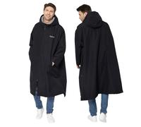 Snuggz Changing Robe Black and Grey Unisex Adult L/XL - Oversized Dry Robe, Showerproof & Wind-Resistant Hooded Surf Poncho, Long Sleeve with Two-Way Zip - 100% Polyester Outdoor Fleece Jacket