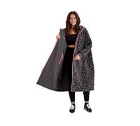 Snuggz Changing Robe Reversible Leopard Print Women Adult S/M - Oversized Dry Robe, Showerproof, Wind-Resistant Hooded Surf Poncho, Long Sleeve with Two-Way Zip - 100% Polyester Outdoor Fleece Jacket