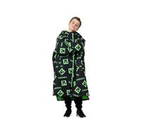 Snuggz Lite Kids Minecraft Changing Robe Oversized Shower-Resistant Creeper Changing Coat with Lining Pockets Easy Zip Front Drying Robe for Swimming Sports & Outdoor Play - Kids S (3-5 Years)