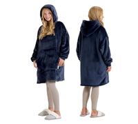 Snuggz Navy Hooded Blanket Kids Large (9-13 Years) - Soft Double Layer Oversized Fleece Hoodie, Hoodie Blanket with Large Front Pocket - Colourful Navy Oversized Hoodie