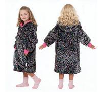 Snuggz Original Leopard Print Hooded Blanket Kids Medium (6-8 Years) - Soft Double Layer Oversized Fleece Hoodie, Hoodie Blanket with Large Front Pocket - Colourful Leopard Print Oversized Hoodie