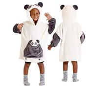 Snuggz Panda Pocket Pal White Hooded Blankets for Kids with Cuddly Plush Toy Lightweight Oversized Hoodie Blanket Fleece Design with 3D Details & Ribbed Cuffs Fun & Colourful - Kids Large 9-13 Years