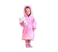 Snuggz Unicorn Pocket Pal Pastel Hooded Blankets for Kids with Cuddly Plush Toy - Lightweight Oversized Hoodie Blanket Fleece Design with 3D Details & Ribbed Cuffs - Fun & Colourful Machine Washable