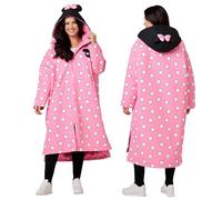 Snuggz Womens Official Licensed Disney Minnie Mouse Changing Robe for Family Oversized Waterproof Hooded Coat with Sherpa Fleece Lining Outdoor Changing Robe with Zip & Pockets Original - Adult S/M