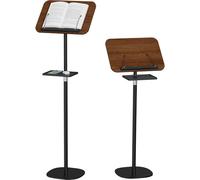 Snughome Floor Book Stand with Removable Tray, Wood Standing Book Stand for Reading, Height Adjustment 21"-51", Music Stand Cookbook Stand Textbook Stand Laptop Stand Book Holder for Display