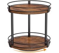 Snughome Rotating Spice Rack, 2 Tier Lazy Susan Organizer, Wood Kitchen Countertop Organizer, Brown Lazy Susan Turntable for Cabinet, 10.2" x 10.2" x 10.4"