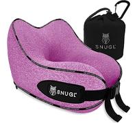SNUGL Travel Pillow - Memory Foam Neck Pillow for Travel - Support Cushion for Airplane with Carry Bag & Clip - Holiday Essentials for Kids (Lilac Purple - Kids)