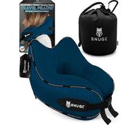 SNUGL Travel Pillow - Memory Foam Neck Cushion - Flight Pillow | Support Neck Pillow for Travel | Travel Neck Pillow for Airplane with Carry Bag & Clip | Flying Travel Essentials (Navy - Small)