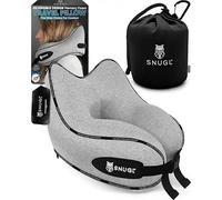 SNUGL Travel Pillow - Memory Foam Neck Pillow for Travel - Support Cushion for Airplane with Carry Bag & Clip - Holiday Essentials (Grey - Adult Small)
