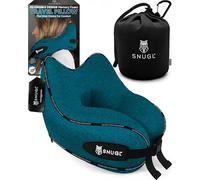 SNUGL Travel Pillow - Memory Foam Neck Pillow for Travel - Support Cushion for Airplane with Carry Bag & Clip - Holiday Essentials (Teal - Adult Regular)