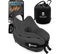 SNUGL Travel Pillow - Memory Foam Neck Pillow for Travel - Support Cushion for Airplane with Carry Bag & Clip - Holiday Essentials (Dark Grey - Adult Regular)