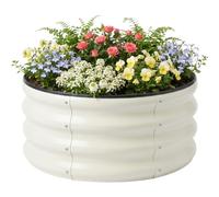 SnugNiture 2x2x1ft Round Galvanized Raised Garden Bed Kit Outdoor, Metal Planter Box for Planting Plants Vegetables, White