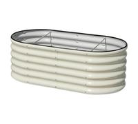 SnugNiture 4x2x1.5ft Raised Garden Bed Outdoor, 17" Tall Galvanized Metal Planter Box, Oval Raised Garden Bed Kit for Planting Vegetables Plants Fruits, Beige White