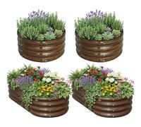 SnugNiture Metal Raised Garden Bed Kit,Outdoor,Brown,221Round &421Oval | Weather-Resistant Metal Planter Box, For Vegetables, Flowers & Herbs, Brown