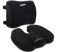 SnugPad Memory Foam Lumbar Pillow and Seat Cushion Combo, Ergonomic, Lower Back and Coccyx Support, Premium Washable Velvet Covers with Non-Slip Bottom, Ideal for Office Chairs and Car Seats (Black)