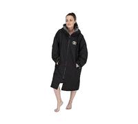 Snugrobe Women’s Waterproof Dry Changing Robe Jacket Hooded Coat for Surfing Swimming Water Sports Outdoors (MEDIUM UK 10-12) (as8, alpha, m, regular, regular, Black Outer Grey Inner)