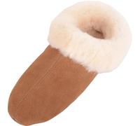 SNUGRUGS Avery Womens Open Back Sheepskin Mule Slipper with Cuff - Chestnut - UK 4