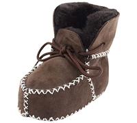 SNUGRUGS Baby/Children's Sheepskin Booties with Lace Up Fastening - Brown - 13cm - M