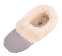 SNUGRUGS Eleanor, Womens Low Top Sheepskin Ballerina Slipper, Suede Sole, Light Grey, UK 7
