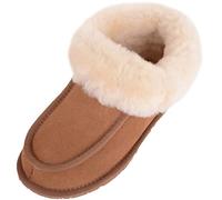 SNUGRUGS Fern, Women's Sheepskin Slipper Boot with Rubber Sole, Chestnut, 10 UK / 43 EU