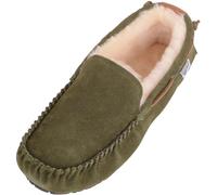 SNUGRUGS Freddie Mens Genuine Sheepskin Loafer Slipper - Green - UK 8