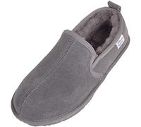 SNUGRUGS Jasper, Mens Genuine Sheepskin Slipper with Rubber Sole, Grey, UK 8