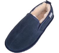 SNUGRUGS Jasper Mens Genuine Sheepskin Slipper with Rubber Sole, Navy, 7 UK / 41 EU