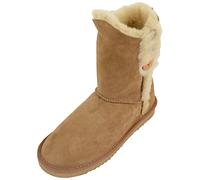 SNUGRUGS Ladies Genuine Sheepskin Mid Calf Short Boot with Button Design Chestnut - 5 UK