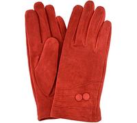 SNUGRUGS Ladies Suede Gloves with Fleece Lining and Two Button Design - Cherry Red - Large (7.5")