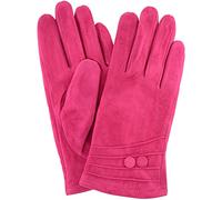 SNUGRUGS Ladies Suede Gloves with Fleece Lining and Two Button Design - Fuschia Pink - Medium (7")