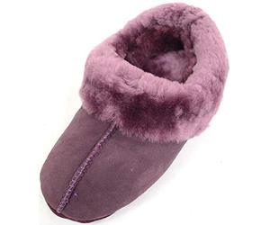 SNUGRUGS Ladies/Womens Luxury Genuine 100% Full Sheepskin Slipper with Soft Sole - Plum - UK 6