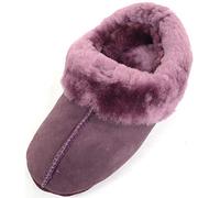 SNUGRUGS Ladies/Womens Luxury Genuine 100% Full Sheepskin Slipper with Soft Sole - Plum - UK 9