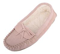 SNUGRUGS Ladies/Womens Suede Sheepskin Moccasins/Slippers with Wool Lining - Camel - 3 UK