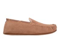 SNUGRUGS Men's Easy Slip On Suede Berber Fleece Winter Moccasin Slippers with Leather Trim in Tan | Size: 8 SNUGRUGS Tan 8