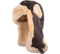 SNUGRUGS Mens Genuine Sheepskin Aviator Pilot Hat with Ear Flaps - Dark Forest - Medium