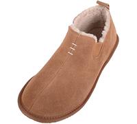 SNUGRUGS Mens Genuine Sheepskin Easy Slip On Twin Gusset Winter Slipper Boot - Chestnut - UK 11