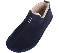 SNUGRUGS Mens Genuine Sheepskin Easy Slip On Twin Gusset Winter Slipper Boot - Navy - UK 12