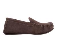 SNUGRUGS Men's Leo, Suede Loafer Moccasin Slippers with Checked Cotton Inner & Rubber Sole in Brown | Size: 7 SNUGRUGS Brown 7