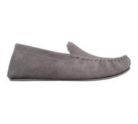 SNUGRUGS Men's Leo, Suede Loafer Moccasin Slippers with Checked Cotton Inner & Rubber Sole in Grey | Size: 7 SNUGRUGS Grey 7