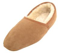 SNUGRUGS Mens Luxury Genuine 100% Full Sheepskin Slipper with Soft Sole - Chestnut - UK 9