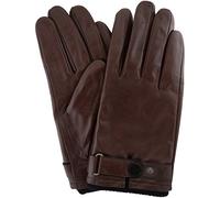 SNUGRUGS Mens Premium Soft Leather Glove with Elasticated Wrist, Strap & Stud Feature and Warm Fleece Lining in Brown or Black