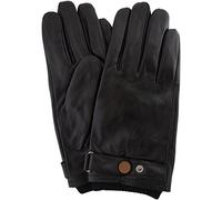 SNUGRUGS Mens Premium Soft Leather Glove with Elasticated Wrist, Strap & Stud Feature and Warm Fleece Lining in Brown or Black