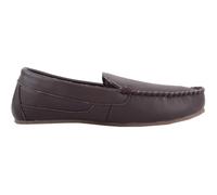 SNUGRUGS Men's Slip On Smart Leather Moccasin Loafer Slipper with Fabric Tartan Inner in Chocolate | Size: 7 SNUGRUGS Chocolate 7
